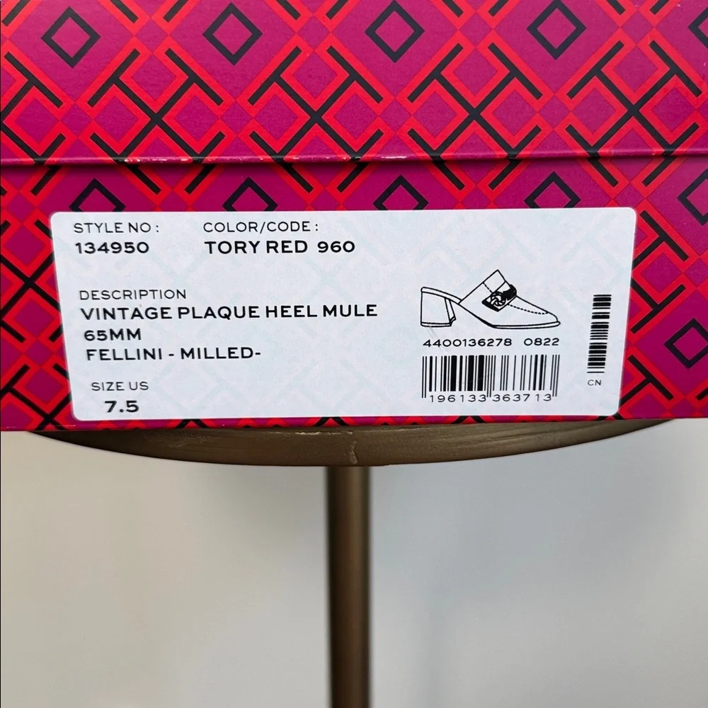 Tory Burch Leather Mules Size US 7.5 Tory Burch Red Leather Slip-On Shoes